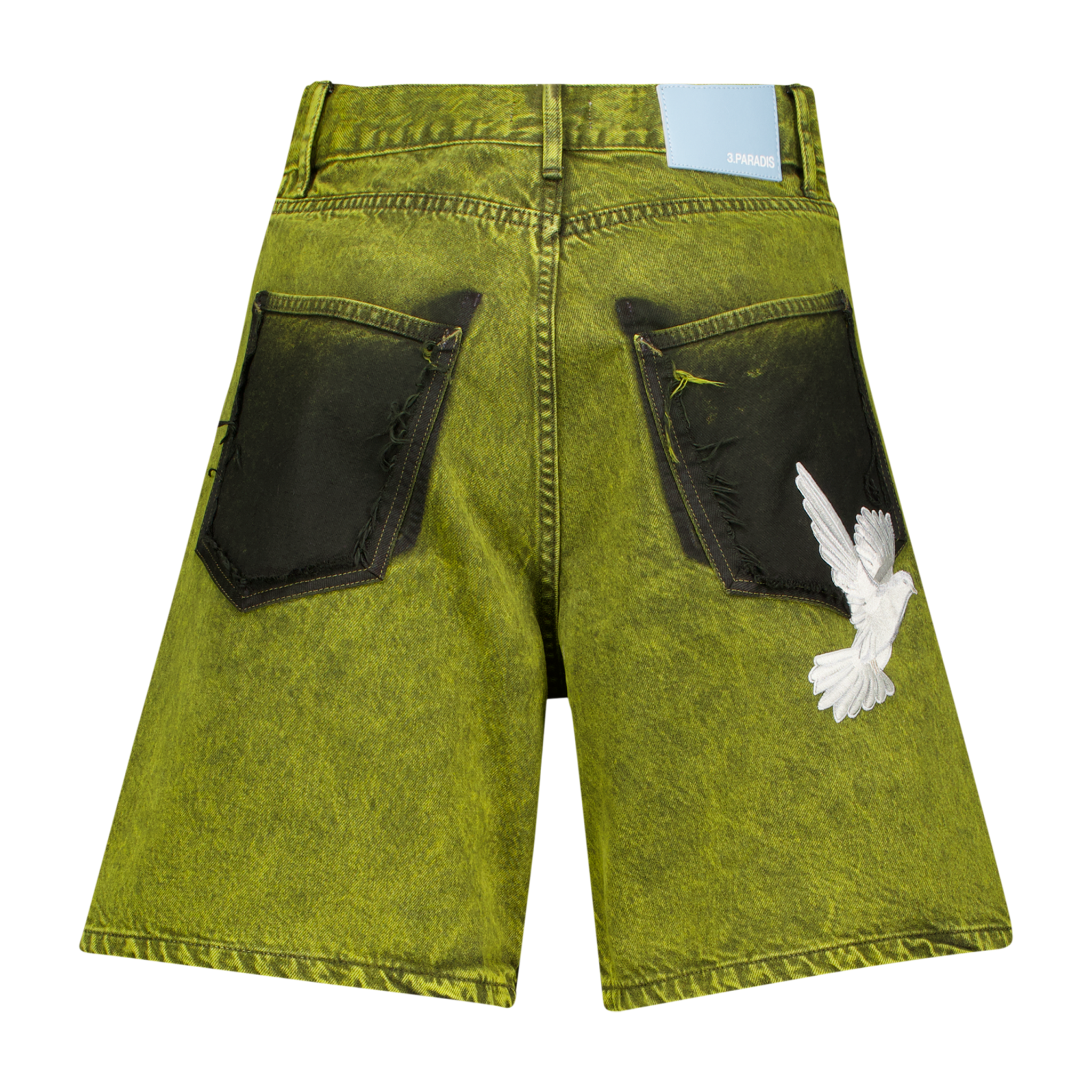 Embroidered Dove @ Back Denim Shorts