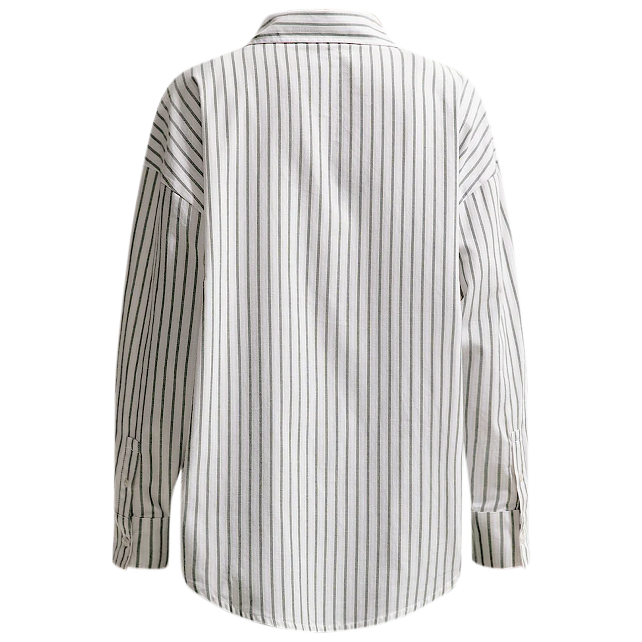 Oversized Woven Long-Sleeve Striped Top